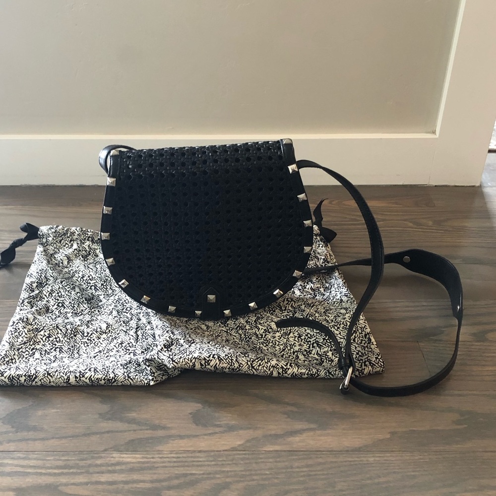 Rebecca Minkoff Skylar Wicker Woven Saddle Bag